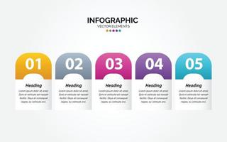 Horizontal Infographic design template with 5 options or steps. vector