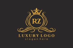 plantilla de logotipo de lujo real de letra rz inicial en arte vectorial para restaurante, realeza, boutique, cafetería, hotel, heráldica, joyería, moda y otras ilustraciones vectoriales. vector