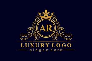 AR Initial Letter Gold calligraphic feminine floral hand drawn heraldic monogram antique vintage style luxury logo design Premium Vector