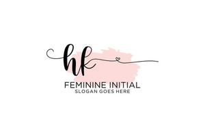 Initial HK beauty monogram and elegant logo design handwriting logo of initial signature, wedding, fashion, floral and botanical with creative template. vector