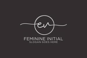 Initial EV handwriting logo with circle template vector logo of initial signature, wedding, fashion, floral and botanical with creative template.