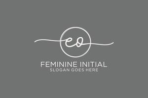 Initial EO handwriting logo with circle template vector logo of initial signature, wedding, fashion, floral and botanical with creative template.