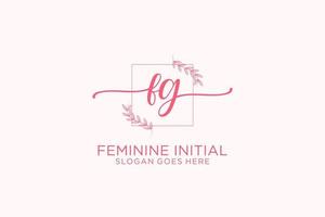 Initial FG beauty monogram and elegant logo design handwriting logo of initial signature, wedding, fashion, floral and botanical with creative template. vector