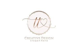 Initial TT handwriting logo with circle template vector logo of initial wedding, fashion, floral and botanical with creative template.