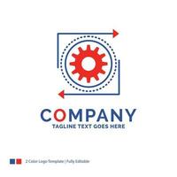 Company Name Logo Design For Business. gear. management. operation. process. Blue and red Brand Name Design with place for Tagline. Abstract Creative Logo template for Small and Large Business. vector