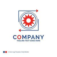 Company Name Logo Design For Business. gear. management. operation. process. Blue and red Brand Name Design with place for Tagline. Abstract Creative Logo template for Small and Large Business. vector