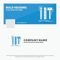 Blue Business Logo Template for Design. designer. digital. tools. pencil. Facebook Timeline Banner Design. vector web banner background illustration