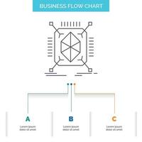 Object. prototyping. rapid. structure. 3d Business Flow Chart Design with 3 Steps. Line Icon For Presentation Background Template Place for text vector