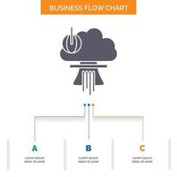 Bomb. explosion. nuclear. special. war Business Flow Chart Design with 3 Steps. Glyph Icon For Presentation Background Template Place for text. vector