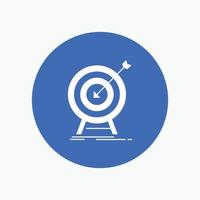 goal. hit. market. success. target White Glyph Icon in Circle. Vector Button illustration