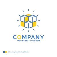 box. labyrinth. puzzle. solution. cube Blue Yellow Business Logo template. Creative Design Template Place for Tagline. vector