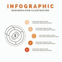 balance. presupuesto. diagrama. financiero. plantilla de infografía gráfica para sitio web y presentación. icono de línea gris con ilustración de vector de estilo infográfico naranja