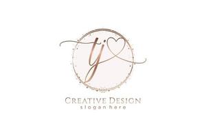 Initial TJ handwriting logo with circle template vector logo of initial wedding, fashion, floral and botanical with creative template.
