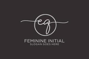 Initial EQ handwriting logo with circle template vector logo of initial signature, wedding, fashion, floral and botanical with creative template.