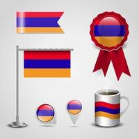 bandera de armenia impresa en diferentes artículos vector