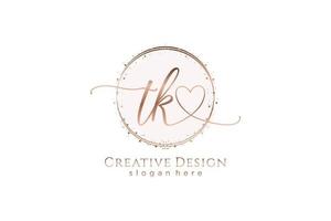 Initial TK handwriting logo with circle template vector logo of initial wedding, fashion, floral and botanical with creative template.