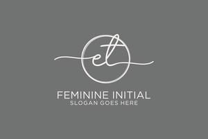 Initial ET handwriting logo with circle template vector logo of initial signature, wedding, fashion, floral and botanical with creative template.