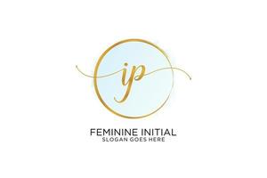 Initial IP handwriting logo with circle template vector signature, wedding, fashion, floral and botanical with creative template.