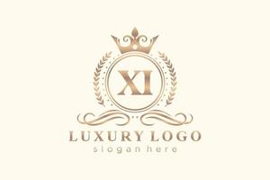 plantilla de logotipo de lujo real de letra xi inicial en arte vectorial para restaurante, realeza, boutique, cafetería, hotel, heráldica, joyería, moda y otras ilustraciones vectoriales. vector