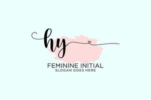 Initial HY beauty monogram and elegant logo design handwriting logo of initial signature, wedding, fashion, floral and botanical with creative template. vector