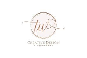 Initial TW handwriting logo with circle template vector logo of initial wedding, fashion, floral and botanical with creative template.