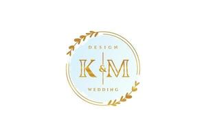 Initial KM beauty monogram and elegant logo design handwriting logo of initial signature, wedding, fashion, floral and botanical with creative template. vector