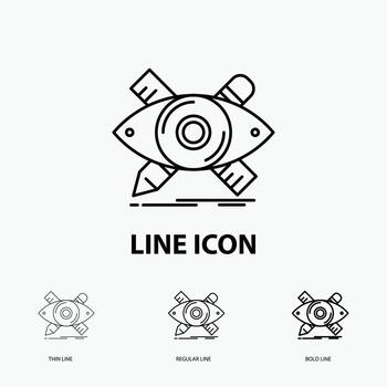 design. designer. illustration. sketch. tools Icon in Thin. Regular and Bold Line Style. Vector illustration