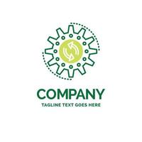 management. process. production. task. work Flat Business Logo template. Creative Green Brand Name Design. vector