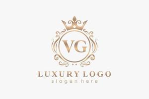 plantilla de logotipo de lujo real de letra vg inicial en arte vectorial para restaurante, realeza, boutique, cafetería, hotel, heráldica, joyería, moda y otras ilustraciones vectoriales. vector