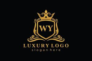 Initial WY Letter Royal Luxury Logo template in vector art for Restaurant, Royalty, Boutique, Cafe, Hotel, Heraldic, Jewelry, Fashion and other vector illustration.