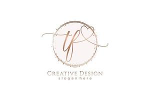 Initial TF handwriting logo with circle template vector logo of initial wedding, fashion, floral and botanical with creative template.