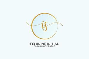 Initial IS handwriting logo with circle template vector signature, wedding, fashion, floral and botanical with creative template.