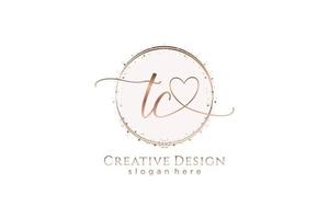 Initial TC handwriting logo with circle template vector logo of initial wedding, fashion, floral and botanical with creative template.