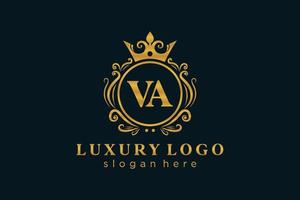 Initial VA Letter Royal Luxury Logo template in vector art for Restaurant, Royalty, Boutique, Cafe, Hotel, Heraldic, Jewelry, Fashion and other vector illustration.