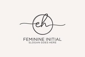 Initial EH handwriting logo with circle template vector logo of initial signature, wedding, fashion, floral and botanical with creative template.