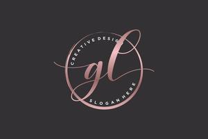 Initial GL handwriting logo with circle template vector signature, wedding, fashion, floral and botanical with creative template.