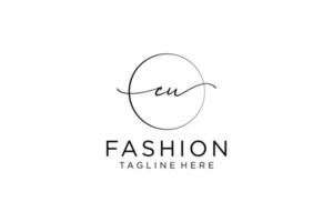 initial CU Feminine logo beauty monogram and elegant logo design, handwriting logo of initial signature, wedding, fashion, floral and botanical with creative template. vector