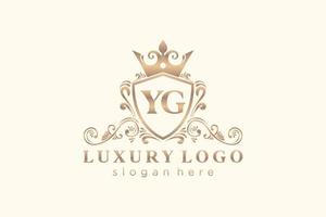 plantilla de logotipo de lujo real con letra yg inicial en arte vectorial para restaurante, realeza, boutique, cafetería, hotel, heráldica, joyería, moda y otras ilustraciones vectoriales. vector