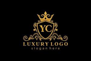 Initial YC Letter Royal Luxury Logo template in vector art for Restaurant, Royalty, Boutique, Cafe, Hotel, Heraldic, Jewelry, Fashion and other vector illustration.