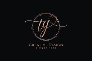 Initial TG handwriting logo with circle template vector logo of initial wedding, fashion, floral and botanical with creative template.