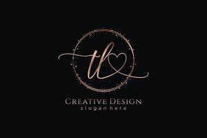 Initial TL handwriting logo with circle template vector logo of initial wedding, fashion, floral and botanical with creative template.