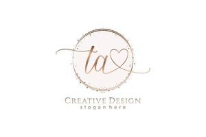 Initial TA handwriting logo with circle template vector logo of initial wedding, fashion, floral and botanical with creative template.