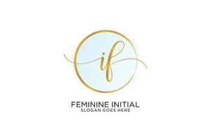 Initial IF handwriting logo with circle template vector signature, wedding, fashion, floral and botanical with creative template.