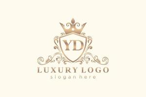 Initial YD Letter Royal Luxury Logo template in vector art for Restaurant, Royalty, Boutique, Cafe, Hotel, Heraldic, Jewelry, Fashion and other vector illustration.