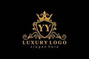 Initial YY Letter Royal Luxury Logo template in vector art for Restaurant, Royalty, Boutique, Cafe, Hotel, Heraldic, Jewelry, Fashion and other vector illustration.