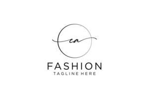 initial CA Feminine logo beauty monogram and elegant logo design, handwriting logo of initial signature, wedding, fashion, floral and botanical with creative template. vector