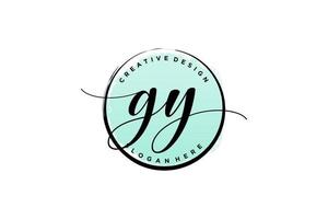 Initial GY handwriting logo with circle template vector signature, wedding, fashion, floral and botanical with creative template.