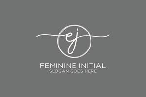 Initial EJ handwriting logo with circle template vector logo of initial signature, wedding, fashion, floral and botanical with creative template.