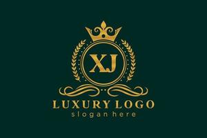 plantilla de logotipo de lujo real con letra xj inicial en arte vectorial para restaurante, realeza, boutique, cafetería, hotel, heráldica, joyería, moda y otras ilustraciones vectoriales. vector