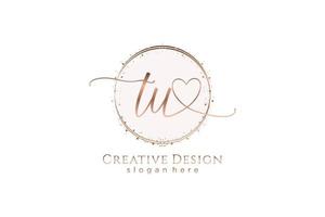 Initial TU handwriting logo with circle template vector logo of initial wedding, fashion, floral and botanical with creative template.